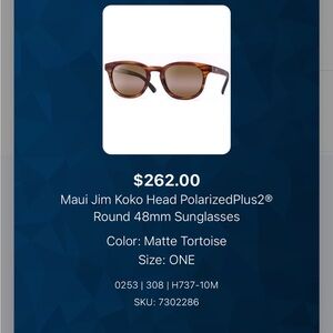 Maui Jim Koko Head Matte Tortoise polarized Sunglasses